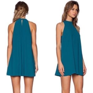 LOVERS + FRIENDS Lily Teal High Neck Flare Dress